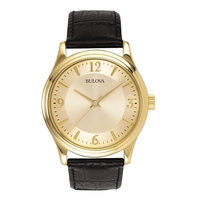 Men's Strap Watch woth round gilt dial with Arabic numerals, gold... from ASI...