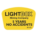 Curved Rectangle Yellow Vinyl Hard Hat Decal (2"x3")