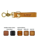 Belt Loop SLIM Leather Keychain Scissor Clip + Brass Ring