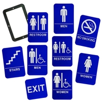 Blue/White Men (w/wheelchair) Accessible Restroom Sign