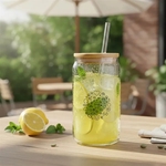 18oz. Glass Tumbler with Bamboo Lid & Straw