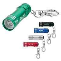 0.88" x 3.5" x 0.69" aluminum 3-LED flashlight with lobster clip... from ASI...