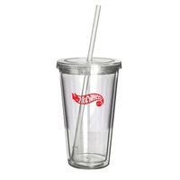 16 oz acrylic travel tumbler with screw-on lid and straw.... from ASI 30112...