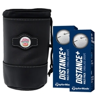Drawstring pouch shag bag with six Taylormade Distance + golf balls.... from...