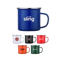 16 oz. enamel coated iron camping mug with stainless steel rim... from ASI...