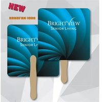 Square shaped hand fan custom printed with full color imprint on... from ASI...
