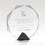 Round Glass Award w/ Black Marble Base, Full Color - Asteria