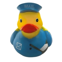 Rubber First Class Mailman Duck, Squeaky floatable toy.... from ASI 31977...