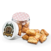 Offer a hearty, crunchy snack with this jar of pretzel stumps.... from ASI...