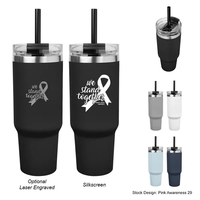 40-ounce tumbler with a handle, double-wall construction, screw-on and...