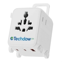 World travel adapter with USB-C fast charging and multi-country plug...