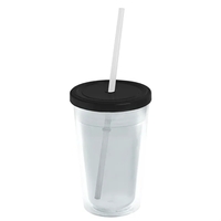 16 oz. Double-Wall Insulated Transparent Tumbler with Lid & Straw... from...