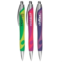 Rubber barrel pen with groovy design.... from ASI 39552 BEL Promo