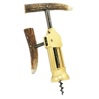 King's Corkscrew, Solid Brass with Genuine Antler Handle