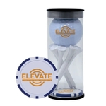 Golf Ball Tube with Tees & Poker Chip Ball Marker