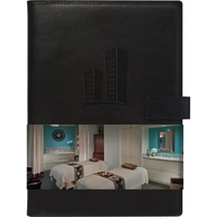 7x10 Leather refillable notebook, magnetic tab closure, pen loop, blind...