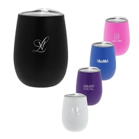 12 oz. Recycled Stainless Wine Glass with Lid, Laser, Standa... from ASI...