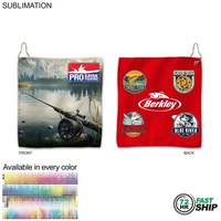 72Hr Fast Ship - Colored microfiber terry fishing towel, 10x10, grommet......