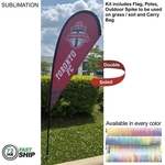 72Hr Fast Ship- 7.5' X-Small Tear Drop Flag Kit Double Sided
