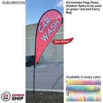 24Hr Express Ship - 12' Medium Tear Drop Flag Kit One Side