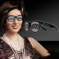 Hollywood billboard sunglasses made of black plastic with themed lenses.......