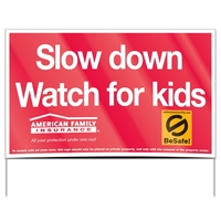 White polyethylene yard sign with opaque lining. Includes wire frames.......