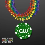 Happy Birthday Beads Necklaces w/ Green Poker Chip Medallion
