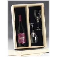 11.1" x 15.6" finished birch wood double wine bottle box with... from ASI...