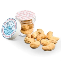Premium roasted cashews packaged in a compact jar. Contains approximately...