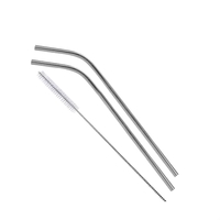 Set of 2 in Silver Bent Stainless Steel Straws