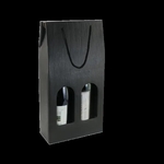 Heavy Duty Black Wine Carrier with Window - 2 Bottles