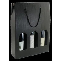 Heavy Duty Black Wine Bottle Carrier with Windows and Rope Handles... from...