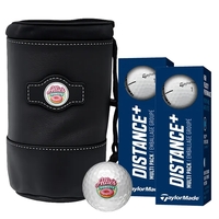 Drawstring pouch shag bag with six Taylormade Distance + golf balls.... from...