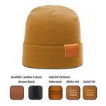 Full-Grain Leather Patch Beanie - Riveted