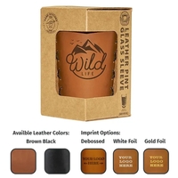 Genuine leather Single Stitch Pint Glass Holder box set with 16-oz... from...