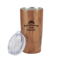 6.75" x 3.35" 20-ounce wood tone stainless steel tumbler with copper... from...