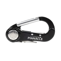 Golf multi-tool with carabiner clip, divot repair tool, removable ball...