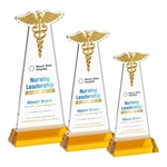 Caduceus VividPrint™ Award on Hartford Base - Amber