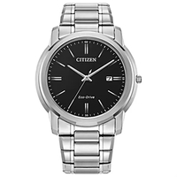 Eco-Drive watch with silver tone stainless steel available in men's and......