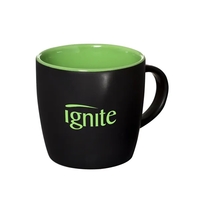 12 oz. ceramic mug with black matte exterior and glossy colored... from ASI...
