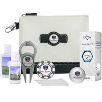 Golf essentials kit with Callaway Supersoft balls, faux leather pouch,...