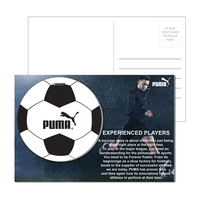 6" x 4" full-color direct mail postcard with acrylic soccer ball-shaped......