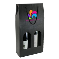 Heavy Duty Black Wine Bottle Carrier with Windows and Rope Handles... from...