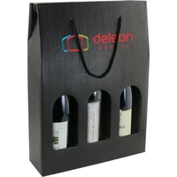 Heavy Duty Black Wine Bottle Carrier with Windows and Rope Handles... from...