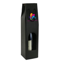Heavy Duty Black Wine Bottle Carrier with Windows and Rope Handles... from...
