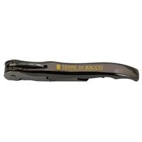 Waiter's corkscrew that features a contoured steel handle and non-serrated...