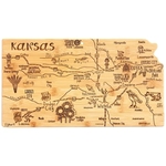 Kansas Shaped Bamboo Destination Board