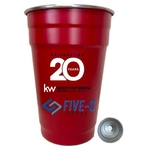 17 Oz. Red single wall stainless steel pint cup