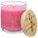 14oz Peony Rose Candle in Glass Holder w/ Wood Lid