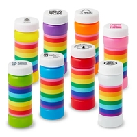 2 oz. bottle of bubbles with a vibrant rainbow colored label.... from ASI...
